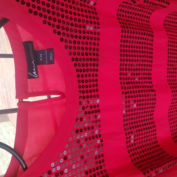 Lane Bryant Long Sleeve Red Sequin Sz. 18/20 Top Tunic Blouse NWT - Picture 3 of 11